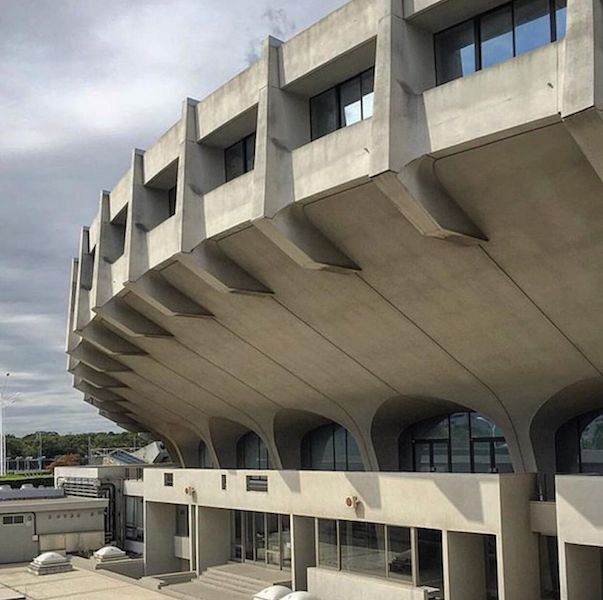 Brutalist Japanese sports stadium, Yoyogi National Gymnasium, Tokyo